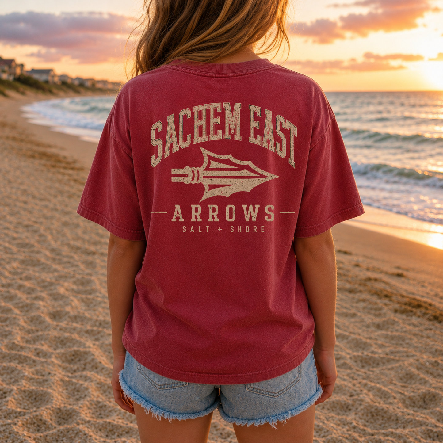Sachem East Varsity - YOUTH Tee + Hoodie – Premium Garment-Dyed – Red Tide | Sachem East Football | Salt + Shore