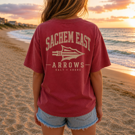 Sachem East Varsity - YOUTH Tee + Hoodie – Premium Garment-Dyed – Red Tide | Sachem East Football | Salt + Shore