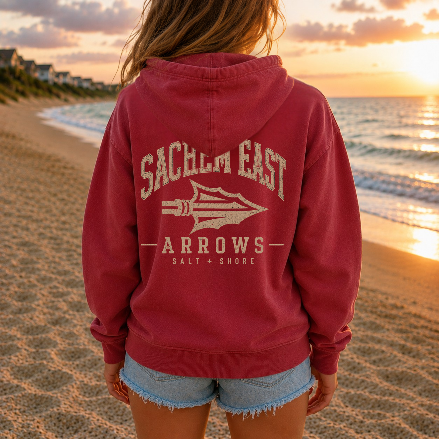 Sachem East Varsity - YOUTH Tee + Hoodie – Premium Garment-Dyed – Red Tide | Sachem East Football | Salt + Shore