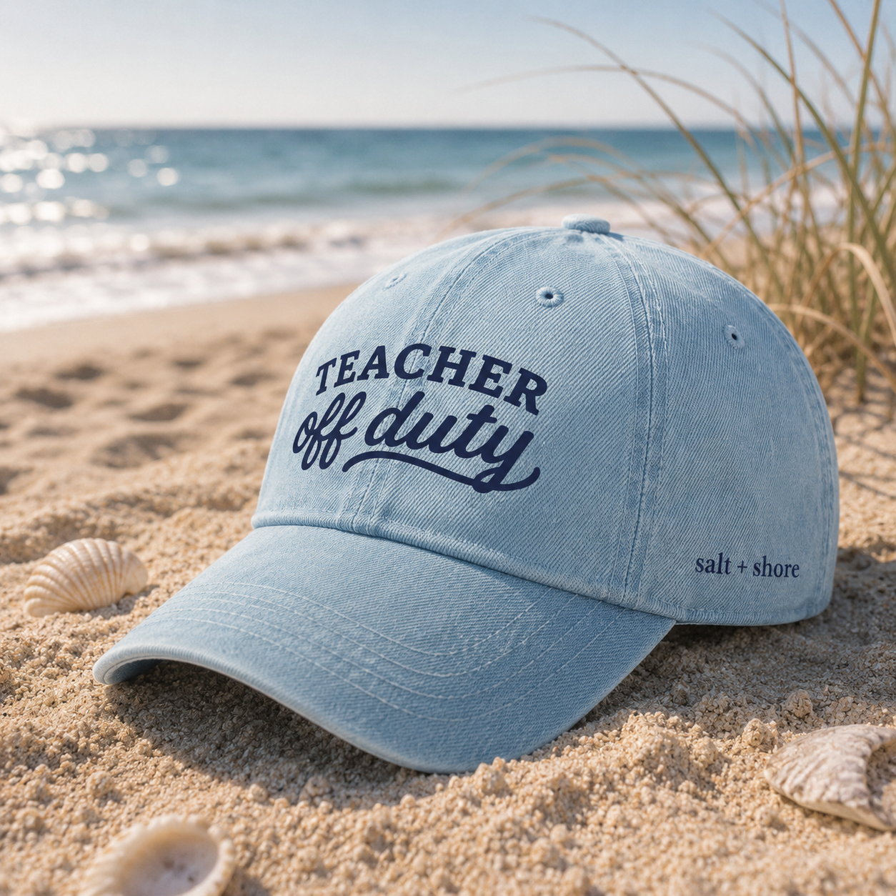 Teacher Off Duty Embroidered Denim Dad Hat | Salt + Shore